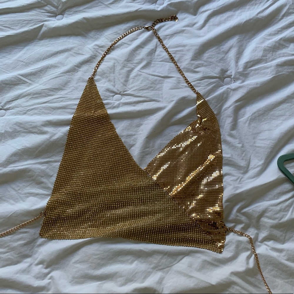 Gold metal sexy top